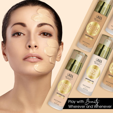 Beauty Berry High Coverage Waterproof Base Foundation | Oil Free, Long Wearing & Lightweight Foundation | Full Coverage Foundation for Face Makeup Enriched with Jojoba Seed Oil (05 - Classic Ivory, 55g)